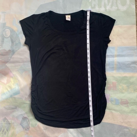 Jku Designs Women Juniors Tee Top Short Cup Sleeve Black Sz L Scoop Neck - Picture 2 of 6